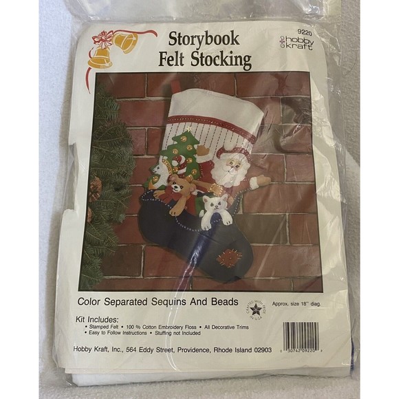 Hobby Kraft 9220 Christmas Storybook Felt Stocking Kit Cat Bear Unicorn - Picture 1 of 2